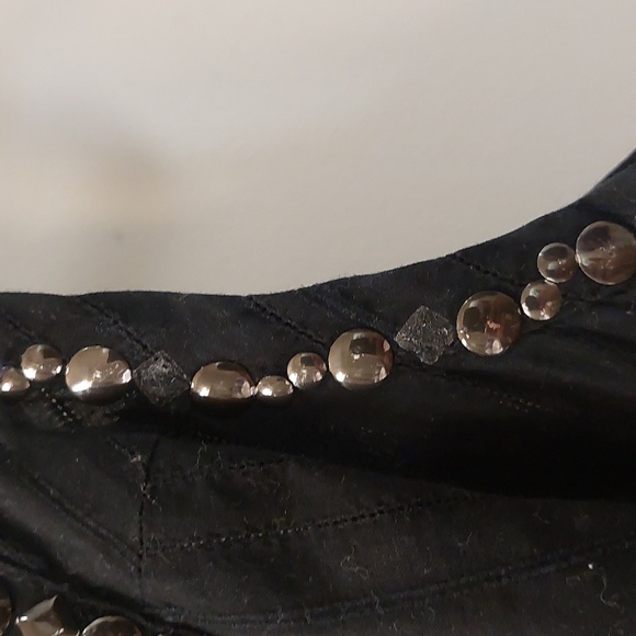 Decree Black sheer striped stud embellished tank top. Size L - Picture 7 of 7